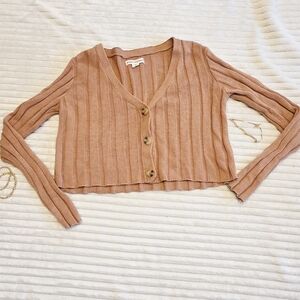 Aeropostle Rust Ribbed Button-Up Cardigan